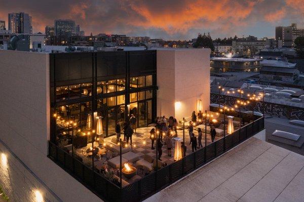 High 5ive rooftop at dusk.