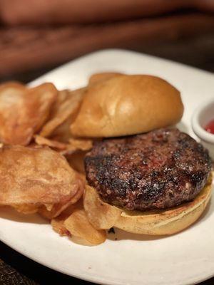 Plain Bison Burger with Kettle Chips