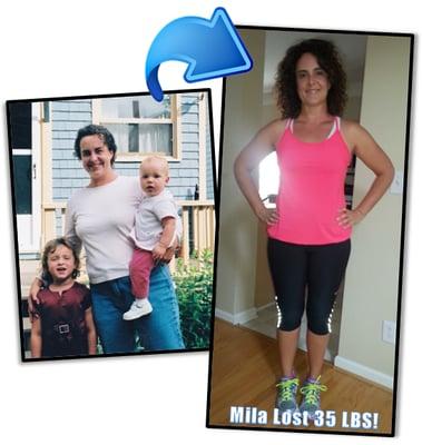 Mila lost 35 pounds and 10% body fat with Burn Bootcamp!