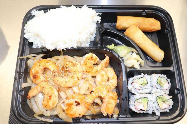 Shrimp teriyaki bento box lunch