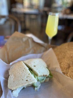 Cold Turkey Sandwich and mimosa