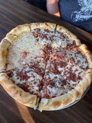 Meat buster pizza and 1/4 cheese