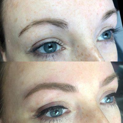 Before and after. Microblading plus shading.