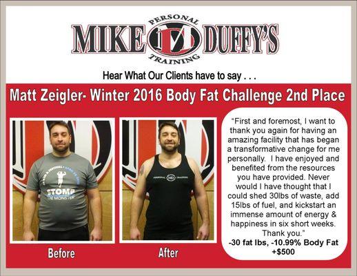 Matt lost 30 lbs of fat in 6 weeks!