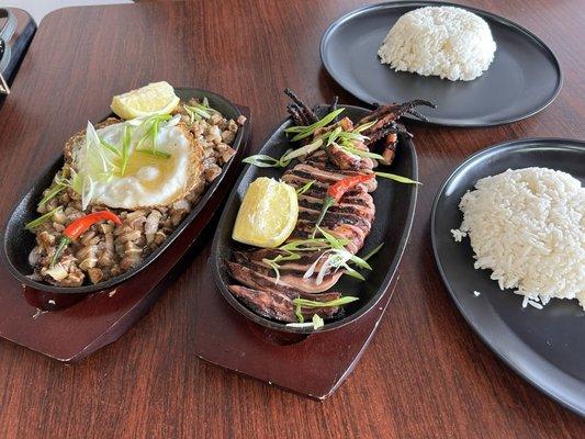 Sizzling and Inihaw na Pusit