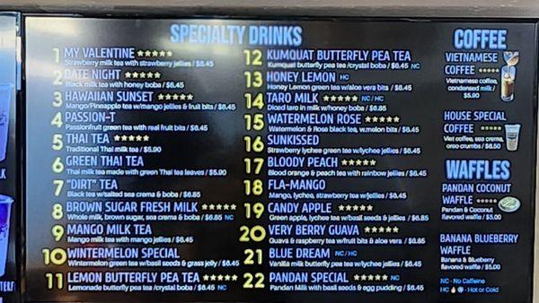 Specialty Drinks Menu