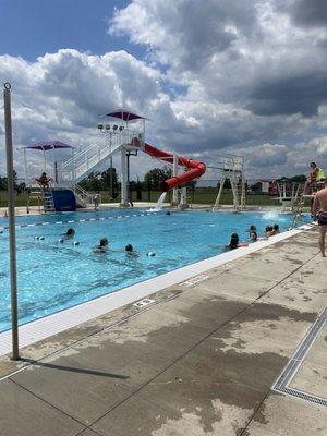 Diving board and deep end slide