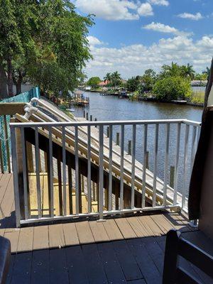 View of canal from outside deck.