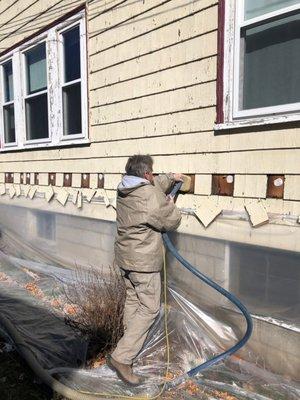 Exterior wall insulation, Malden, MA