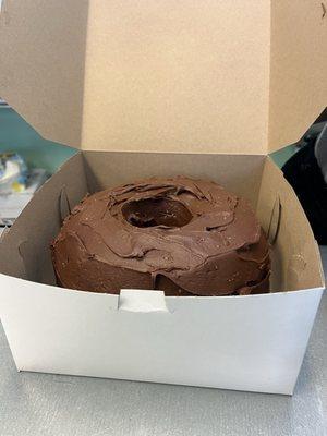 Chocolate cake with fudge icing