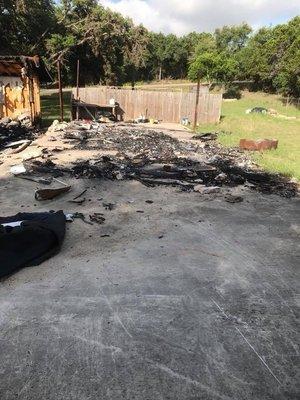 Debris from a burnt house