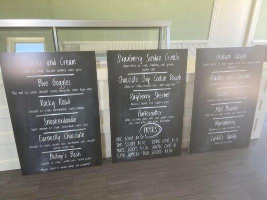 Menu boards of delicious treats.