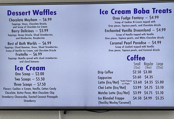 Dessert and Coffee Menu