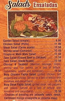 Salads Menu