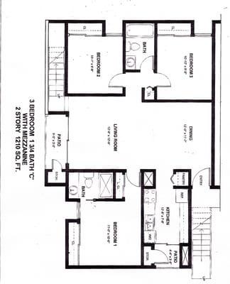 3 br 1.75ba split layout $900