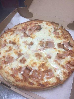 Small ham and cheese pizza