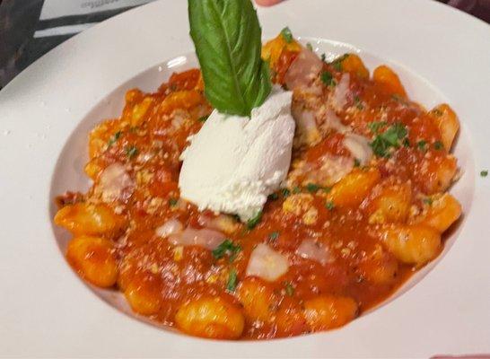 Boxed potato gnocchi-light tasty tomato sauce with ricotta