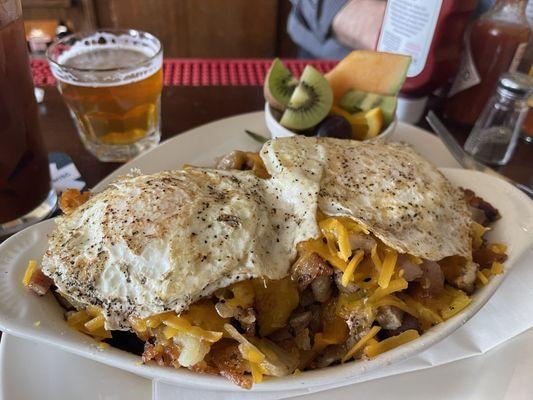 Hangover cure! Meat lovers skillet with hash browns AND red skin potatoes!