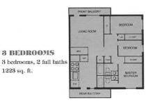 Three bedroom floor plan