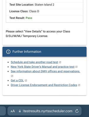 Roadtest result