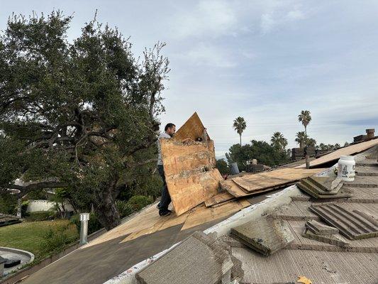 Plywood meets the roof,
 Guarding homes, a timeless shield,
 Legacy preserved.