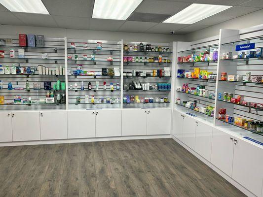 We offer all major over the counter medications and supplies plus specialty  supplements from Youtheory, Olly, Liquid I.V. and more!