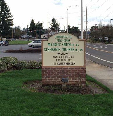 The sign will help you locate your Oregon City chiropractor. Our office is easy to find!