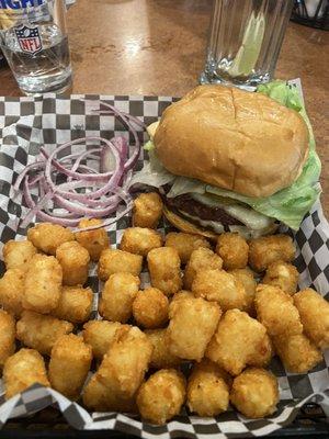 Burger and tots