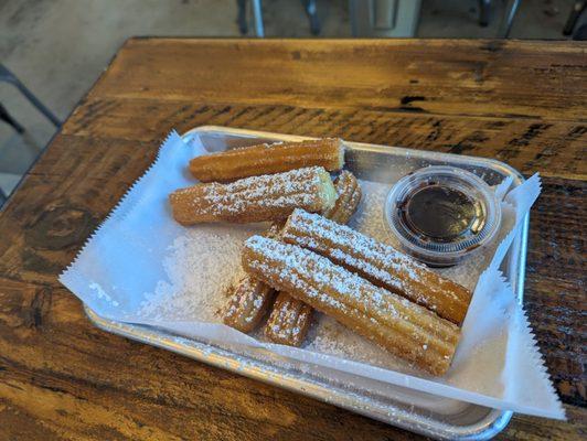 Churros with chocolate dipping sauce