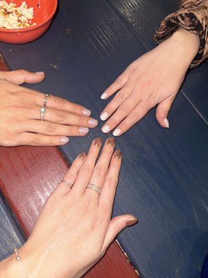 Dip powder manicure with chrome