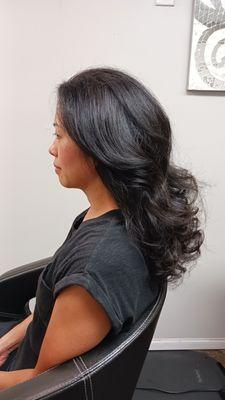 Thick Dense Corse hair with long layered cut. blow dry and Flat Ironed
 $150