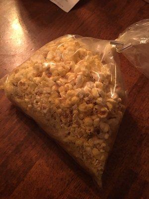 This is the goody bag full of kernels. Barely any popcorn at all.