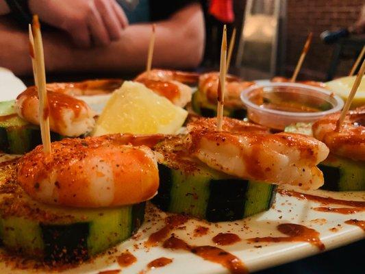 Cucumber & shrimp appetizer