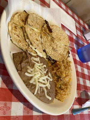 Cheese quesadilla dinner on corn tortillas, yummy