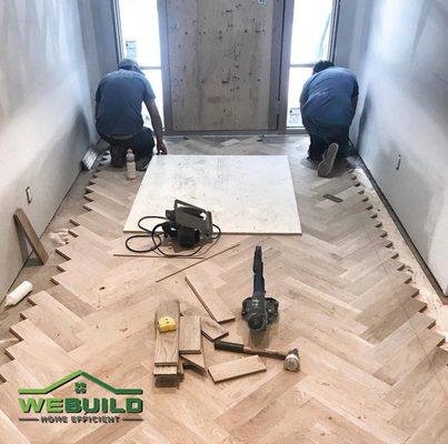 Herringbone flooring for entrance