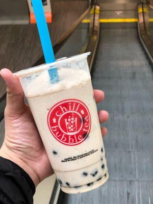 Cookies and Cream bubble tea with extra tapioca