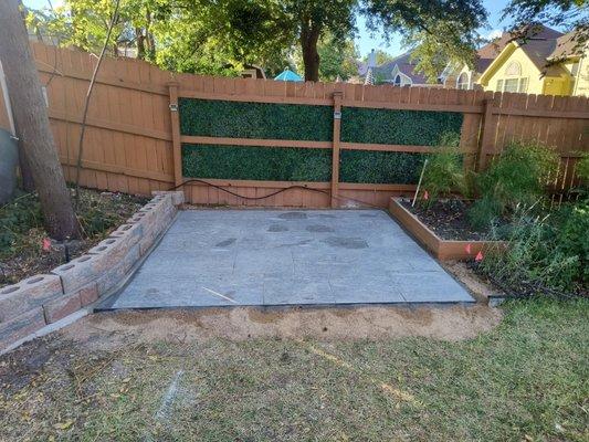 Porcelain paver patio installed for a customer out in Pflugerville.