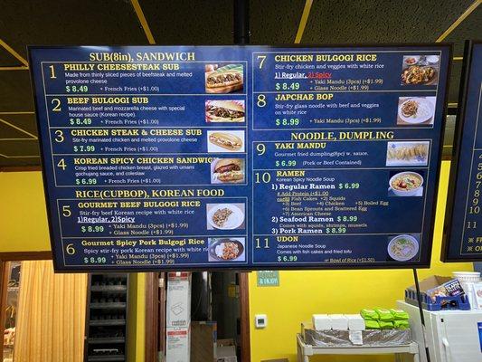 Cheesesteak menu