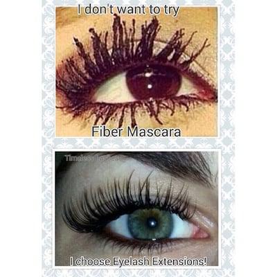 This is the Difference of what good extensions look like and what the "fiber Mascara" looks like.