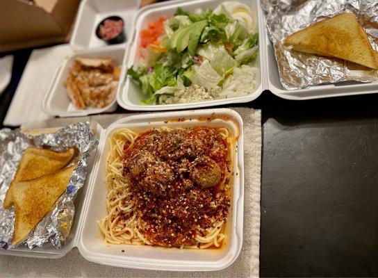 Spaghetti and Meatball Mondays and a Cobb salad.