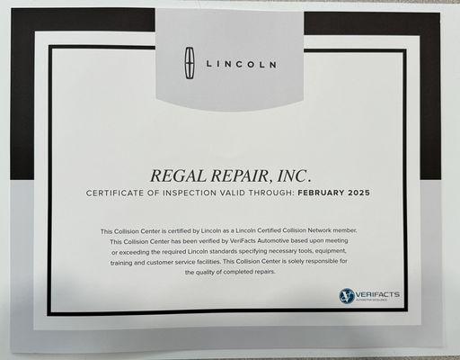 Lincoln Certified and Approved Body Shop