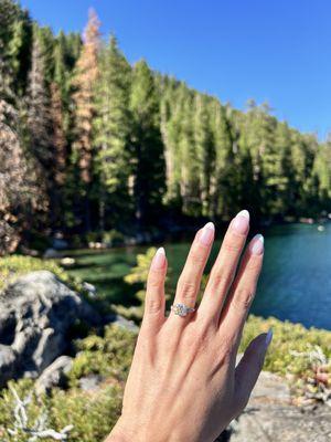 Nails by Shawn: dip base, French gel with chrome lasted a month. The perfect nails for proposal or wedding.