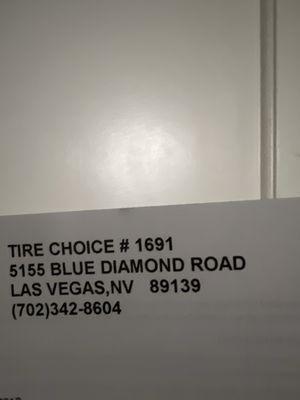 Invoice TIRE CHOICE header.