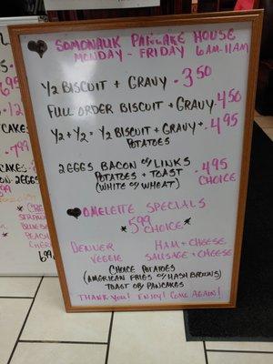 Weekday breakfast specials 6am - 11am.