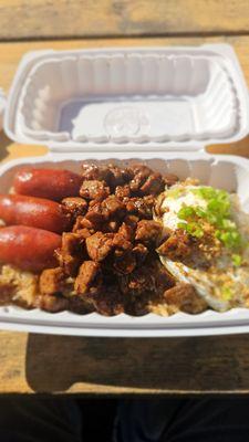 Tapsilog with longganisa. The serving size is perfect and the flavors are on point.