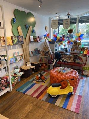 Our front room "book nook" to help everyone find just the right story!