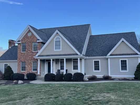 Full roof replacement in Middletown, CT with CertainTeed Landmark Pro architectural shingles  max def driftwood  and a copper flashing.