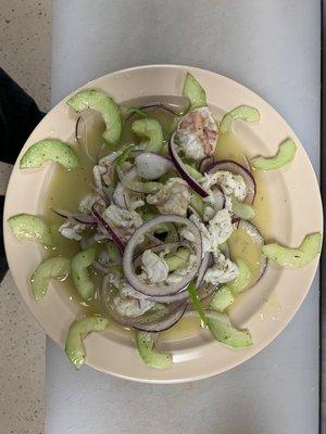 Camarones Agua Chile/Shrimp in Chile lime marinade