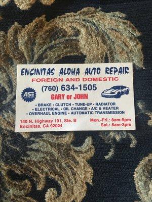 I have been a  customer of Aloha Motors since 2008. Gary will NEVER charge you more than an honest price for your work.