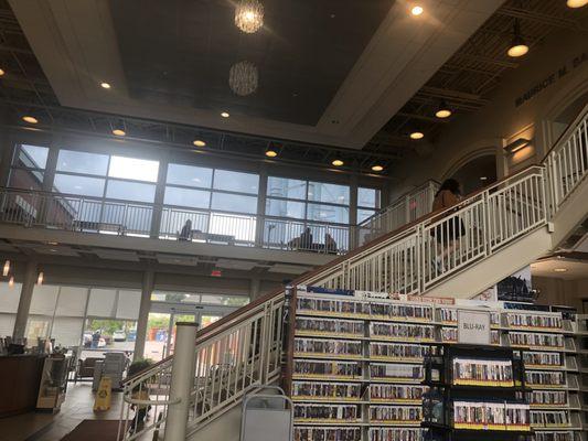 Stairway leading to adult books on second level